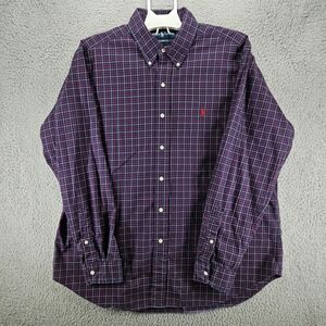 Ralph Lauren Men's Classic Fit Sz XL Navy Blue Red Cream Plaid‎ Long Sleeve XL